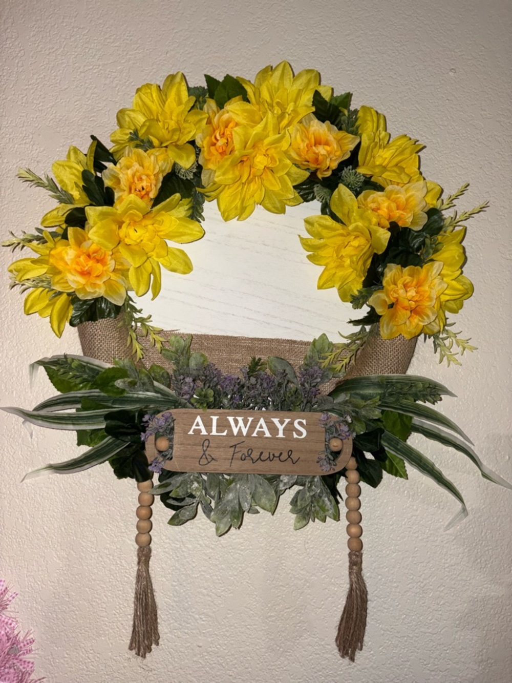 Always & Forever Yellow Floral Wreath - Home Accent